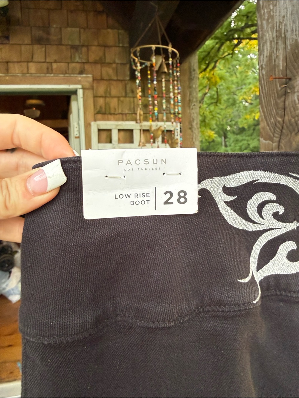 NWT PacSun Y2K Low Rise Bootcut Pants with Silver Butterfly Graphic - Picture 2 of 5